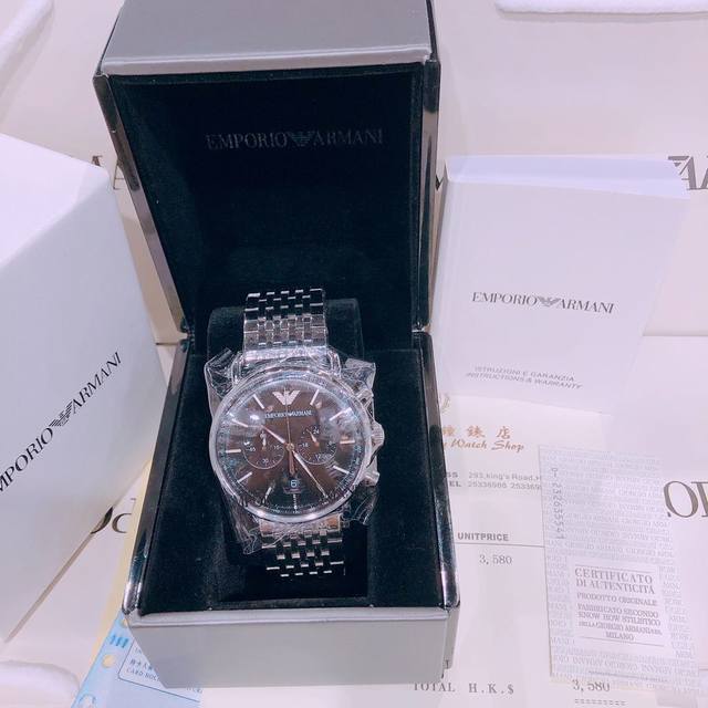 阿玛尼最新款...黑盘白盘咖盘现货原单品质 原装机芯多功能os跑步计时精钢表带纯皮带表带 2种