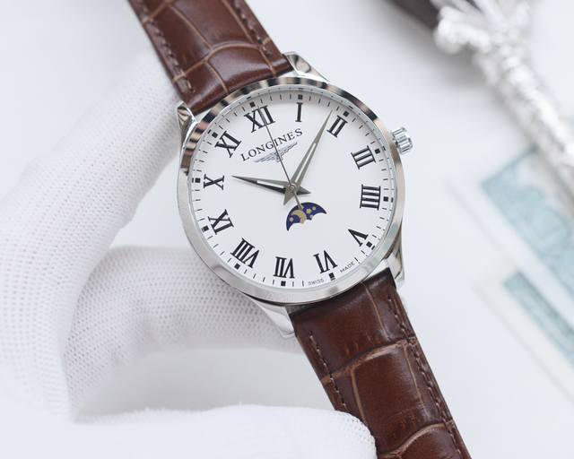 白壳 金壳 钢带20 品牌：浪琴-Longines 类型：男士腕表 壳套：顶级版316精钢l 表带：进口小牛皮表带 316L精钢表带 机芯：全自动机械机芯 镜面