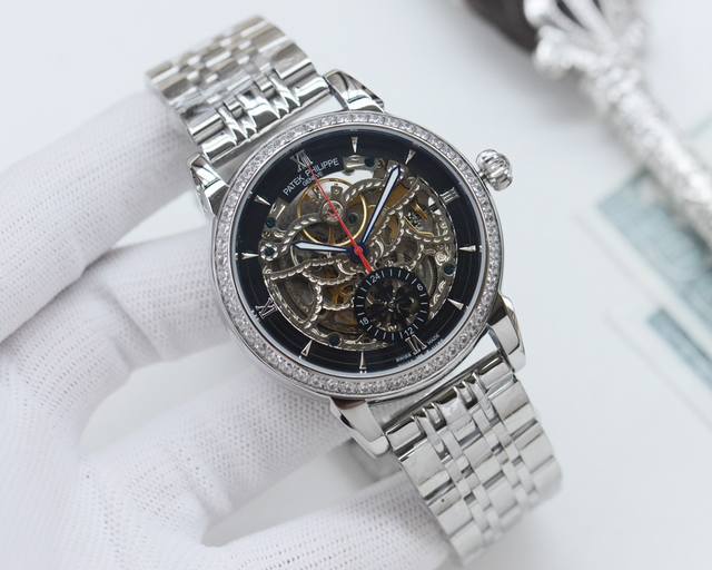 金白同价，皮 ，钢带 品牌：百达翡丽-Patek Philippe 类型：男士腕表 壳套：顶级版316精钢l 表带：进口小牛皮表带 机芯：全自动进口机械机芯 镜