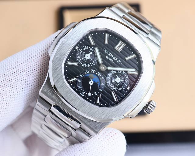 白 -金 钻+100。百达.翡丽5740 1G-001--超复杂多功能鹦鹉螺重磅登场，迄今推出的首款nautilus复杂腕表，以超复杂的工艺技术打造休闲运动腕表