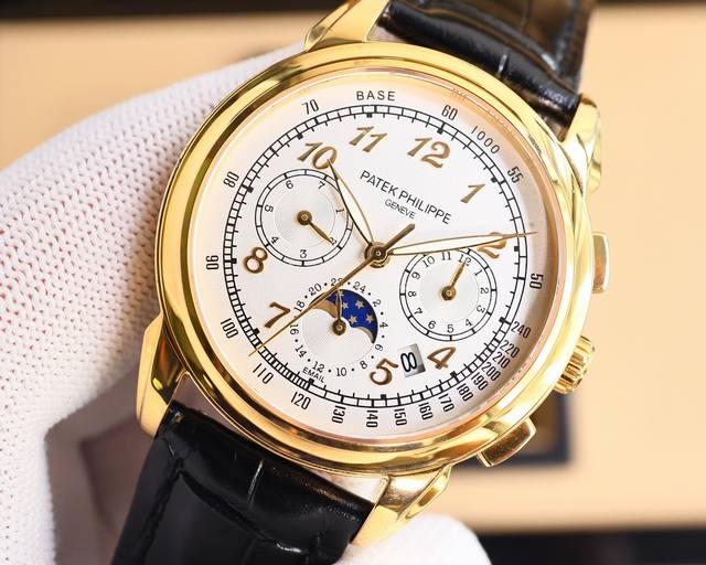 白 -金 。 Tw台湾厂 2024年最新作 百达翡丽万年历多功能高级腕表！ 款式采用9100多功能进口机械机芯！零返修质量。整个表壳采用独家研发的cnc精磨工艺
