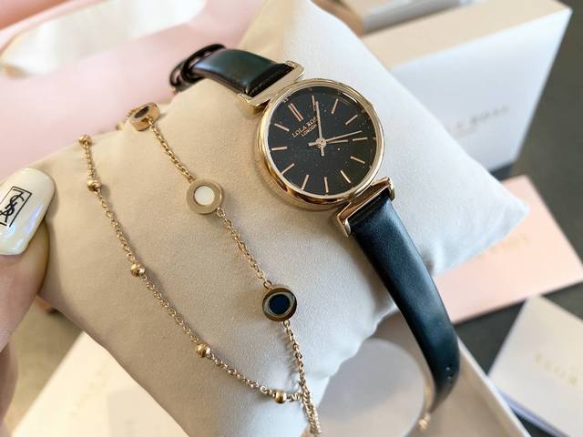 三件套 Lolarose帅气十足！手镯蓝色球非常美！Xuan主推款小红书同款 Lolarose英国小众简约文艺小表盘ins女表森系，尺寸26Mm三件套 手表+手