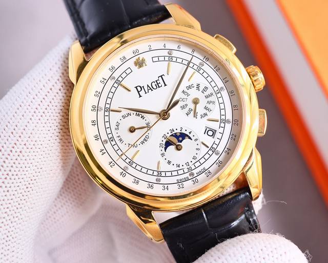 白壳 金壳 伯爵piaget珍品系列！高雅风范多功能腕表，工艺上乘和繁复，耀眼生辉 搭配9100机芯 零返修 功能汇集星期 月份 日期 月亮 太阳等功能于一身，