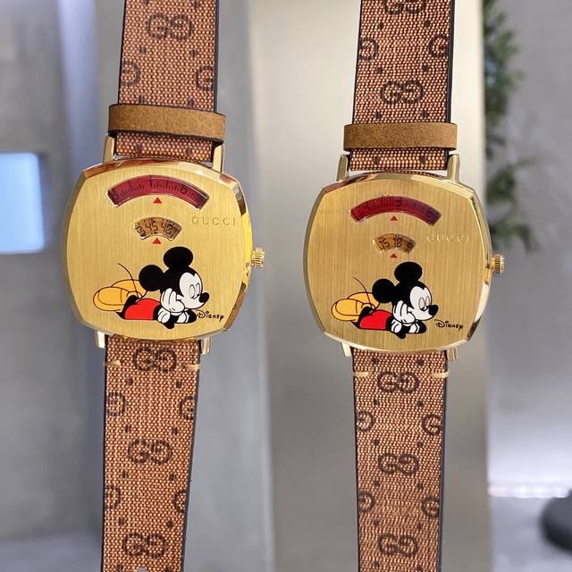 白壳 金壳 超可爱米奇到货！35Mm 38Mm 古驰-Gucci中性款 原单品质 Disney X Gucci Grip系列腕表 Disney X Guccid