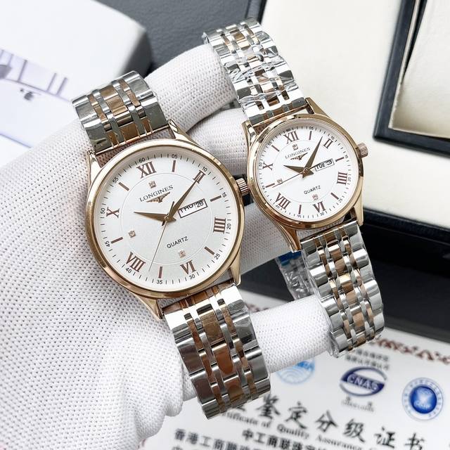 白壳 金壳 钢带+20浪琴-Longines 精品情侣腕表 经典三针设计 尊贵大气 绅士风范 卓越品质 热卖全城 采用进口石英机芯 顶级316精钢表壳 进口小牛