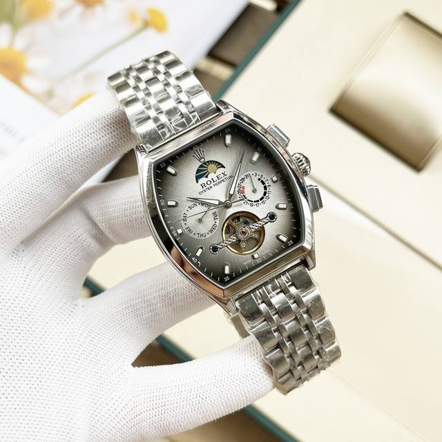 白 -金 。劳力士-Rolex精品男士腕表 全新多功能设计。绅士风范，卓越品质，热卖全城。采用全自动机械机芯，顶级316精钢表壳，矿物质超强镜面，尺寸42Mma