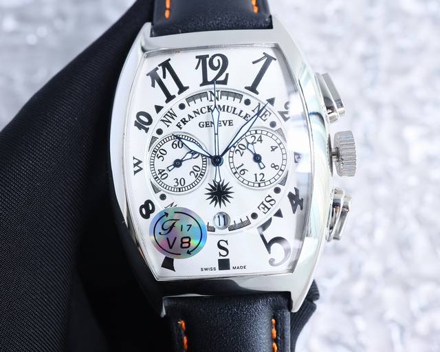 白壳 。法兰克穆勒 Franck Muller 40*52Mm 酒桶型壳身 日本多功能石英机芯 头层小牛皮表带原装针扣 独特的f M风格 只为专属打造。F17