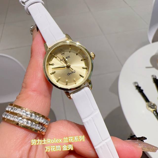 皮带 劳力士 兰花系列万花筒22Mm精致小巧仿古表 设计精致闪亮的切割玻璃优雅而迷人 搭配小牛皮 钢带搭配蝴蝶扣，不显浮华的风格广受女神喜爱，适合任何场合 逐渐