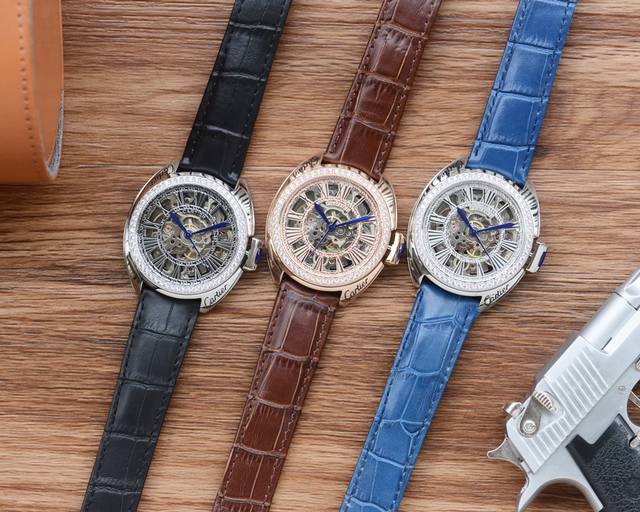 皮带 ，钢带 男人挚爱 镂空腕表 最新 ：卡地亚最佳设计独家首发 类型 ：精品男士腕表 表带 ：真牛皮 316精钢表带 机芯 ：全自动机械机芯 镜面 ：矿物质强