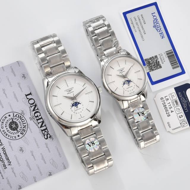 赵丽颖同款 Longines浪琴 名匠系列情侣腕表。钢带皮带统一价格。 金20。全新浪琴名匠月相腕表系列。 诠释女性高贵典雅。精钢表壳直径：34毫米尺寸。官方一