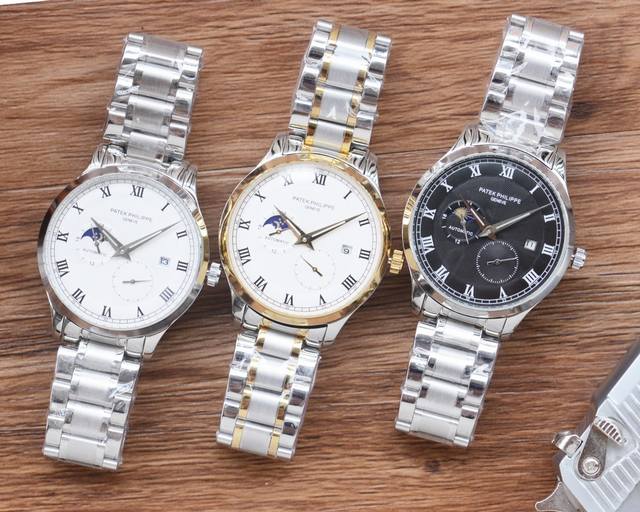 金 钢带20 男人挚爱 四针腕表 最新 ：百达翡丽最佳设计独家首发 类型 ：精品男士腕表 表带 ：真牛皮 316表带 机芯 ：全自动机械机芯 镜面 ：矿物质强化