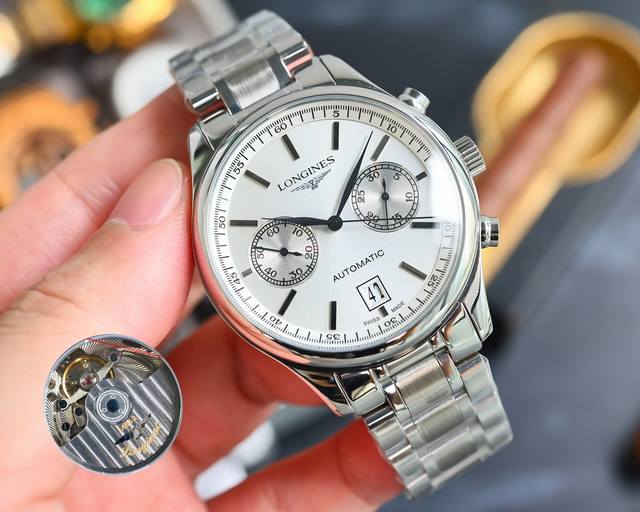 FFF-金 ， V7版本2024推荐 浪琴-LINGINES 名匠系列制表大师机械手表，新款蓝色经典，多功能4813机芯，经典名匠多功能款式，经典指针，蓝宝石鱼