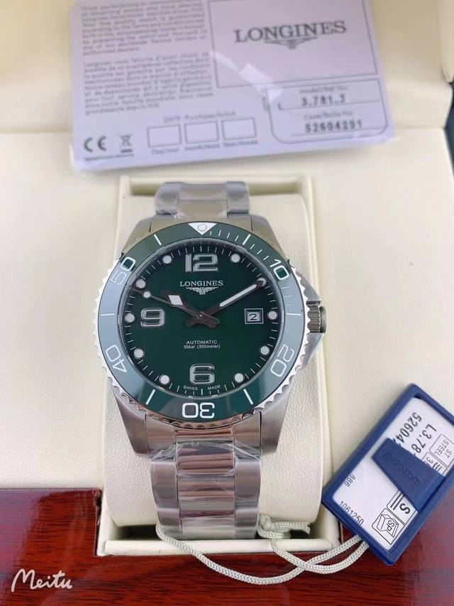 特价 。浪琴康卡斯系列 表壳 腕表尺寸41mm。采用明珠自动机械机芯，316L精钢壳套完美无瑕，打磨工艺高超，陶瓷表圈，原装表扣！