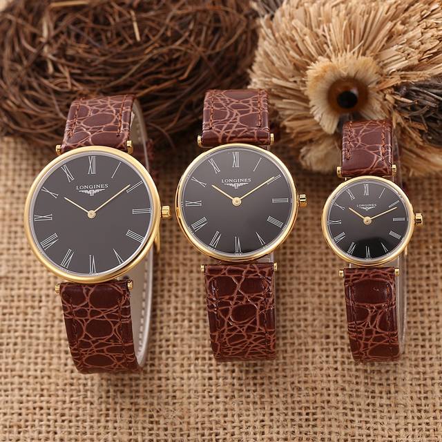 品牌：浪琴 类型：2针嘉岚系列瑞机原单对表 表带：顶级进口牛皮 316精钢表带 机芯：顶级进口瑞士朗达762石英机芯 镜面：顶级进口蓝宝石水晶镜面 尺寸：大号3