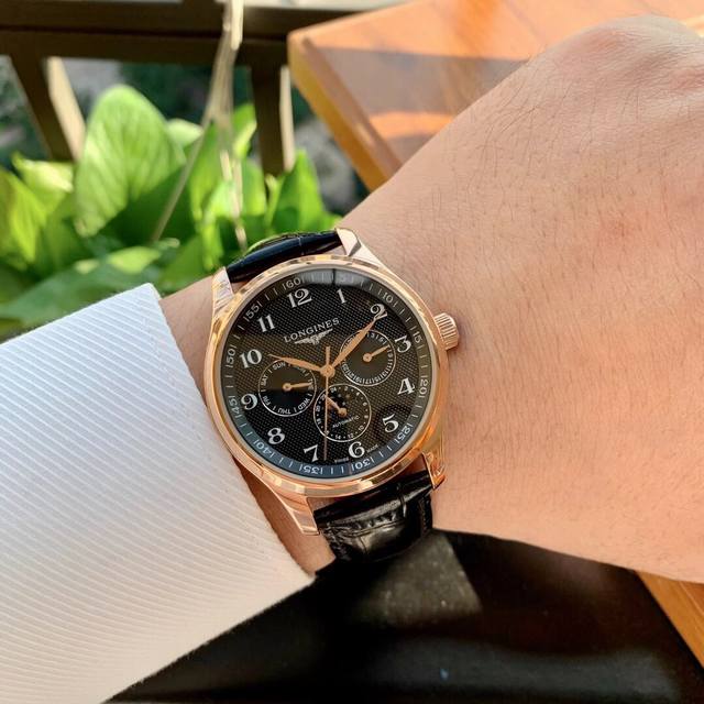 FFF-金 钢带+20， 最新独家推荐 浪琴-Longines名匠系列，六针月相腕表登场简约优雅尽显从容气度！1.腕表尺寸40X12毫米。剑形批华表针。2.表盘