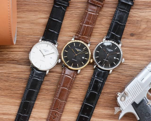 白 ，金 ，钢带20 男人挚爱 三针腕表 最新 ：浪琴最佳设计独家首发 类型 ：精品男士腕表 表带 ：真牛皮 316表带 机芯 ：全自动机械机芯 镜面 ：矿物质