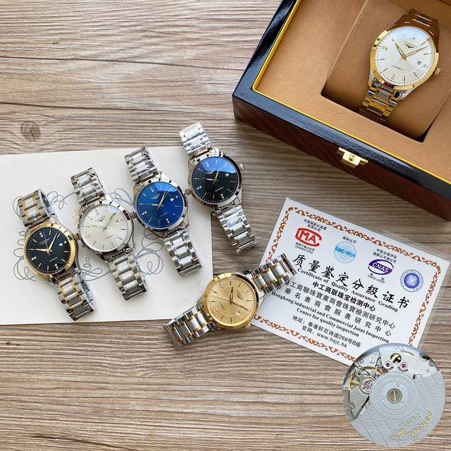 金+20浪琴 Longines 精品男士腕表，经典大三针设计，尊贵大气，绅士风范，卓越品质，热卖全城。采用全自动机械机芯，顶级316精钢表壳表带，矿物质超强镜面