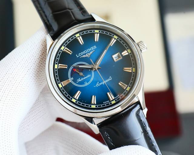 白 金7+20钢带+20 浪琴-Longines日月星辰系列，搭载定制版原装进口8217机芯 0返修0售后 ，24小时／真月相显示，双卜蓝宝石玻璃镜面，意大利牛
