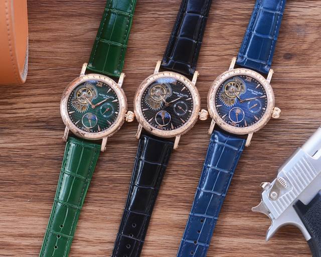 玫瑰金+20钢带+20 百达翡丽 Patek Philippe 精品男士腕表,精雕细琢，雕花外壳 陀飞轮精选，多功能显示 包含日月星辰 日历尽显精致细节与高超技