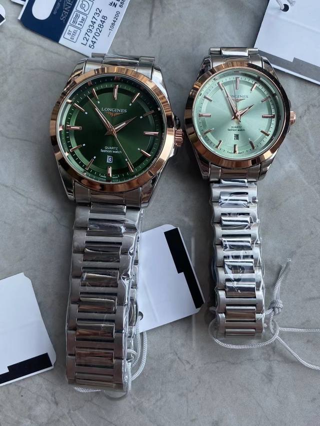 浪琴石英男女情侣悦动，女款尺寸34男款41，原装扣