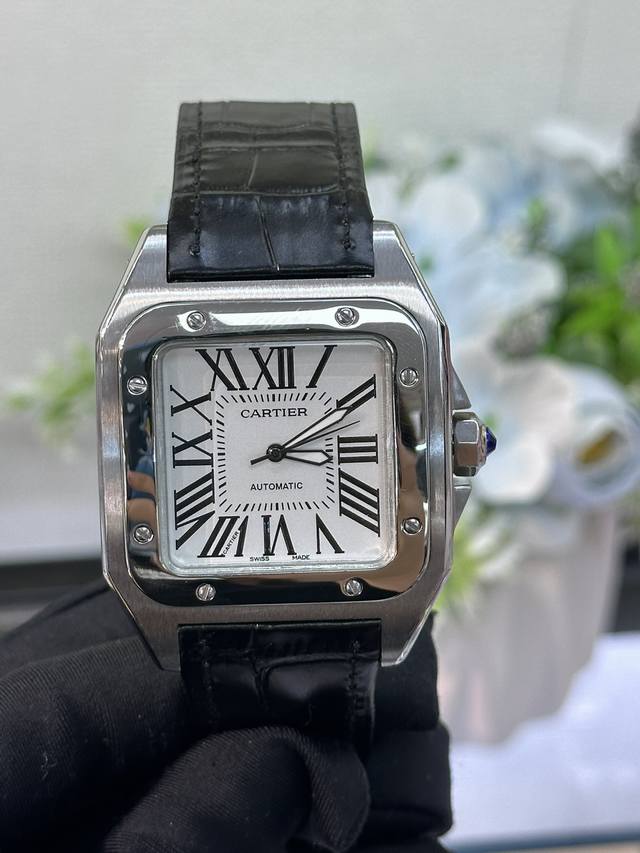 独家实拍图 Cartier 卡地亚 ，山度士，男士腕表，全自动机械表机芯