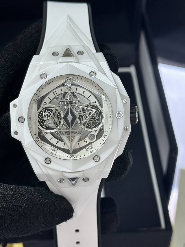 独家实拍图 Bbf 工厂 恒宝 刺青白陶瓷 复刻版本，全自动机械表 Hublot Ceramic Automatic Mechanical Watch