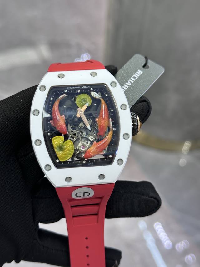 独家实拍图 理查德米勒 复刻版本陶瓷圈，真飞轮全自动机械表男士腕表 Richard Miller Automatic Mechanical Watch Men'