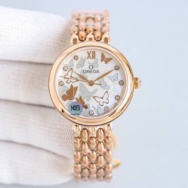 白钢 金 带钻加50 2025特别推出无历版本 新款欧米茄 碟飞典雅最新款女表 搭配进口85218520机械 32.7Mm天然珍珠贝壳表面 蓝宝石玻璃 30米防