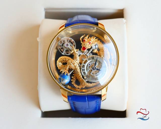 白壳 ，金壳 ，祥龙贺岁，龙年佩龙表 捷克豹陀飞轮机芯，精美腕上画廊 Jacob&Co. 杰克宝天体系列祥龙款艺术腕表 龙，代表着力量和权利，是荣耀和好运的象征