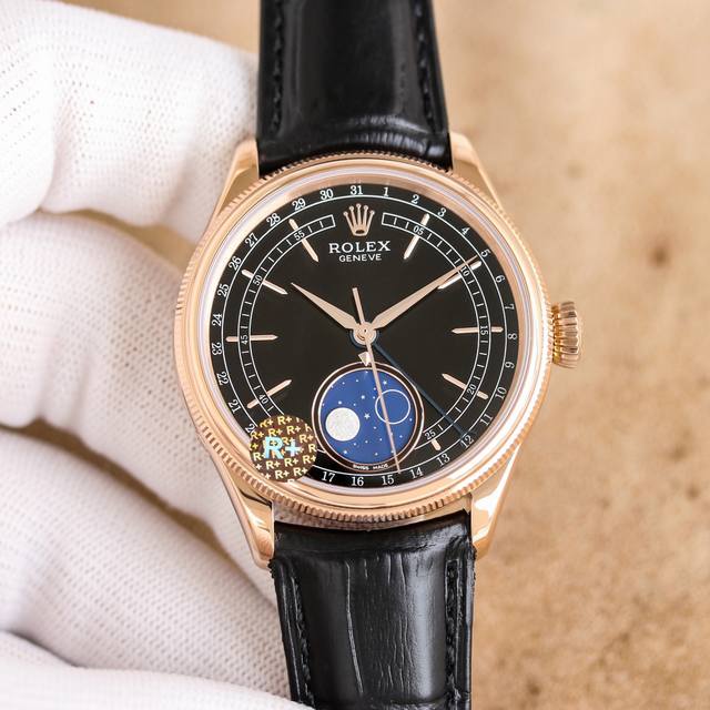 统一 R+ Factory 120克配重版 Rolex切利尼月相型面市 原版尺寸：39Mm13.2 定制版红轮Cal.3195型机芯还原原装所有功能及8点位快调