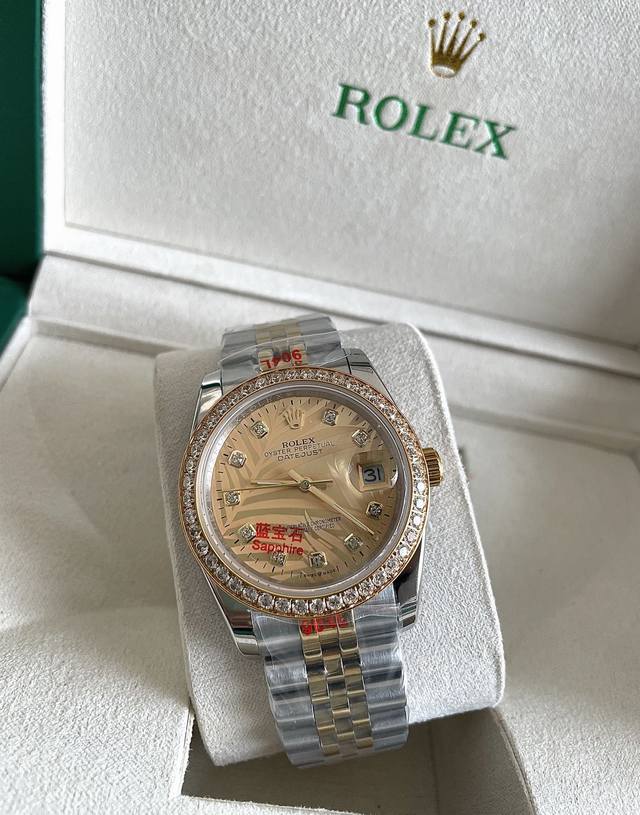 钻圈 劳力士－Rolex 日志新色系男士腕表 进口西铁城 原装机 316L精钢壳套 蓝宝石玻璃 超级防水 直径36Mm厚度13Mm 316L精钢表带原装扣 尊贵