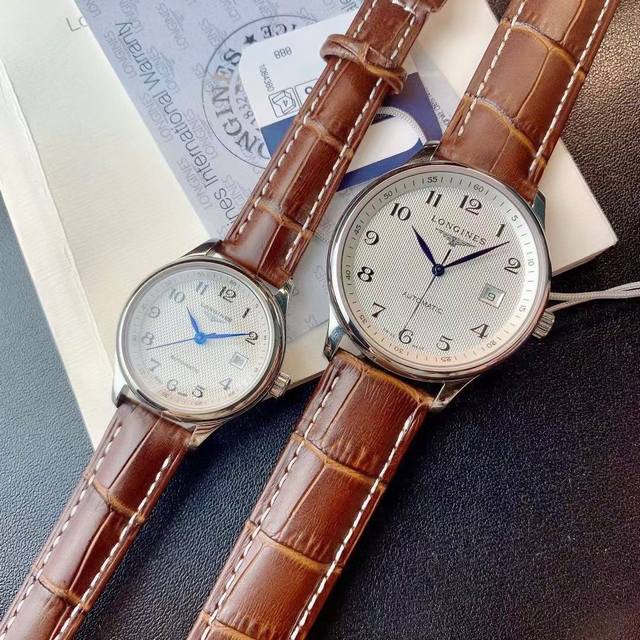 钢带+10七夕送礼首选，高端又实惠，品质优良，浪琴名匠系列、情侣首选对表，简约时尚，经典热卖搭载2813全自动机械表316L精钢表壳，真皮表带，钢带原装按扣，送