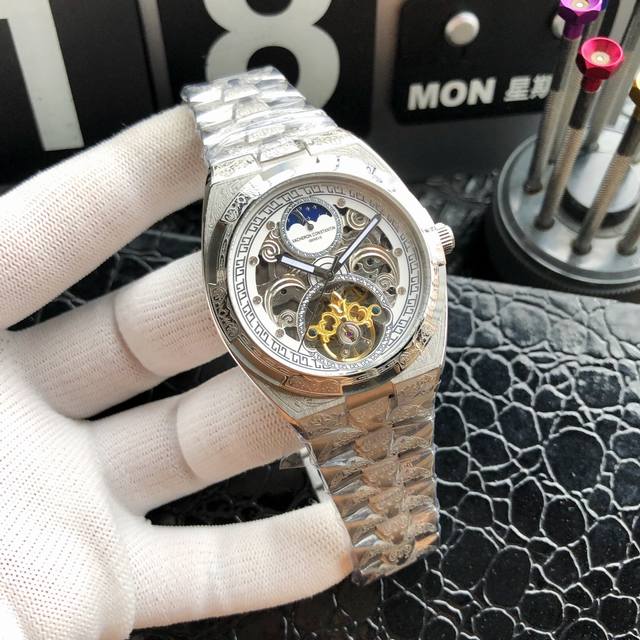 统一价： 品牌：江诗丹顿----贵高端男表 ！奢华大气类型，精品顶级男士腕表，顶级镂空机械机芯 稳定顶级316精钢耐用矿物质超强镜面玻璃 高清，耐磨立体感强 独